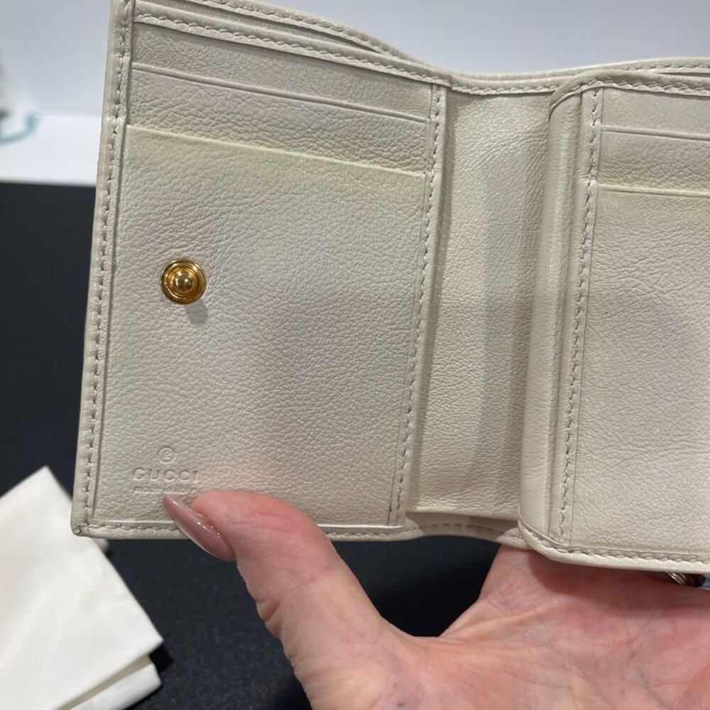Gucci Rajah White Leather Gold Crystal Tiger Head Wallet (RY2222) - Picture 10 of 14